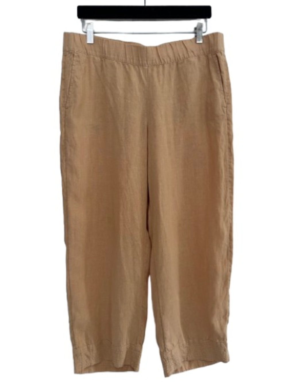 J. Jill Pure Jill Garment-Dyed Linen Pants Cropped Pull On Stretch Orange